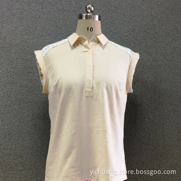 Women's linen lace short sleeves shirt
